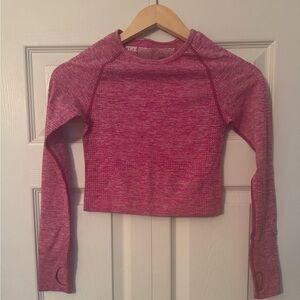 PINK Active Seamless Long Sleeve Cropped Top Pink XS